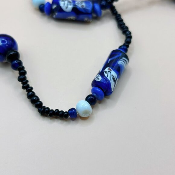 Vintage Millefiori Glass Bead Necklace – Figural Faces, Possibly Murano or India - Picture 9 of 9